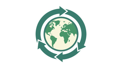 Fototapeta premium Global Recycling Symbol with Earth Illustration - Sustainable Planet Concept