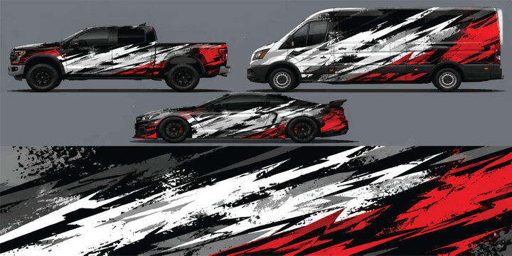 Dynamic Red Black White Racing Car Livery Design