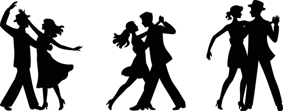 Silhouettes of Dancing Couples