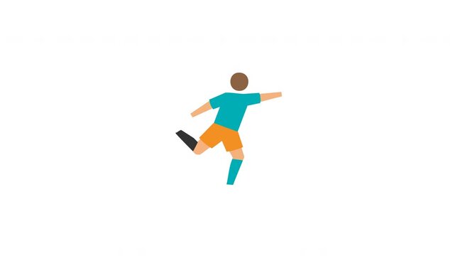 Simple illustration of a person kicking a soccer ball 4k