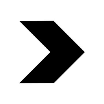 Single right chevron arrow black bold solid flat icon PNG on transparent background vector next direction angle symbol