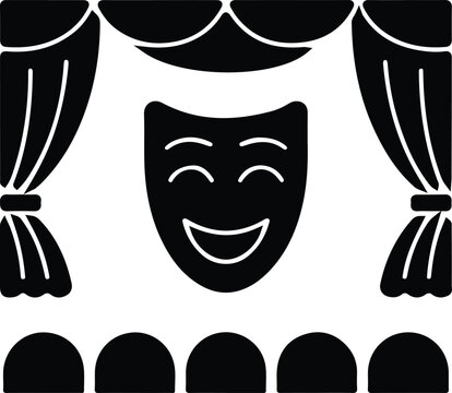 Happy theater mask on a stage icon