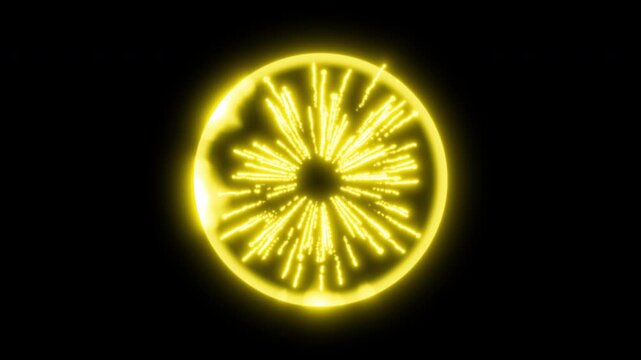 Yellow Magic Energy Ring Explosion Isolated on Transparent Background