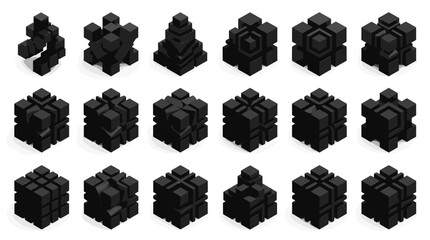 Naklejka premium Black plastic Lego bricks assortment.