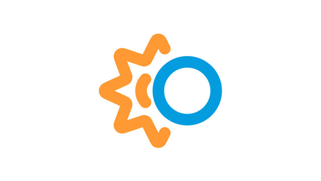Graphic illustration of sun and circle symbol