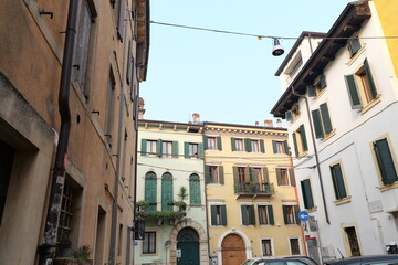 Fototapeta premium Historic streets and buildings in Veronetta district, Verona, Italy