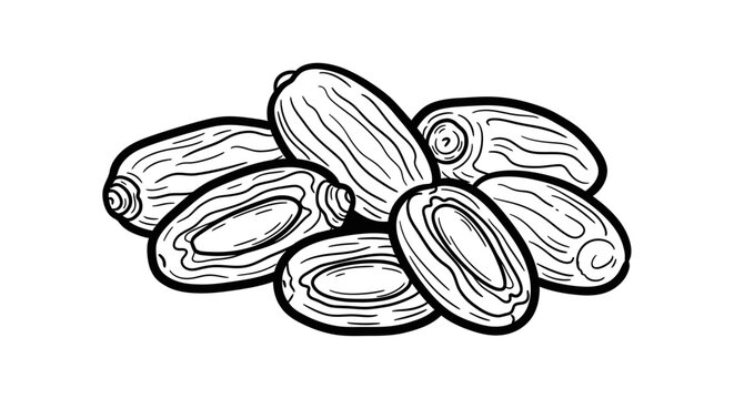 Monochrome illustration of dates food nutrition healthy eating diet