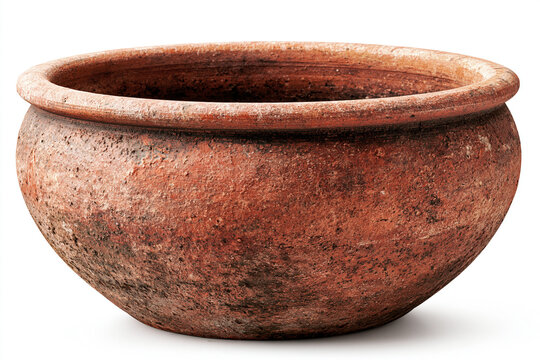 Empty Flower Pot Isolated on White Background