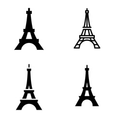 Eiffel Tower icon featuring the iconic Paris landmark with elegant architectural details. Clean vector design ideal for travel, tourism, city branding, heritage, and educational projects. © puntip_a