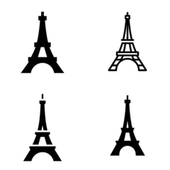Fotobehang Eiffeltoren Eiffel Tower icon featuring the iconic Paris landmark with elegant architectural details. Clean vector design ideal for travel, tourism, city branding, heritage, and educational projects.  © puntip_a