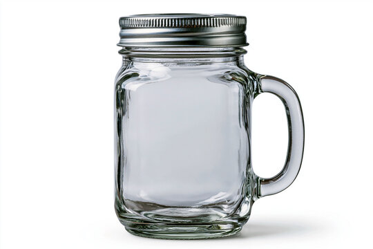 Empty Mason Jar Isolated on White Background