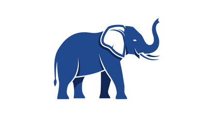 Obraz premium Blue elephant standing with raised trunk profile view
