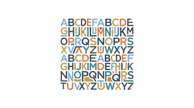 Alphabet grid pattern with uppercase letters in block style.