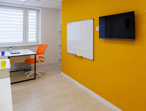Modern classroom interior in a children&rsquo;s educational center, ready for learning and development.