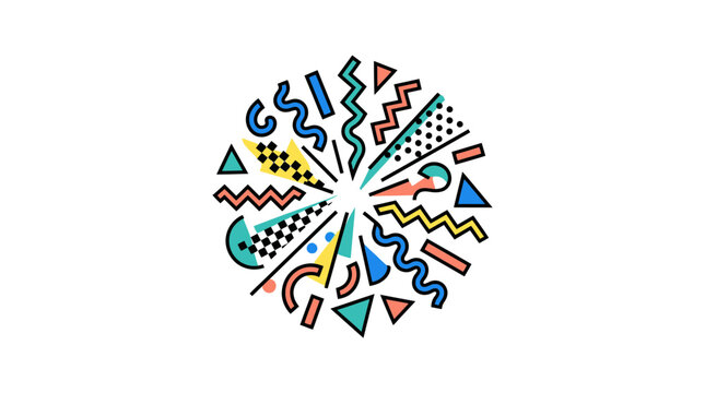 Abstract Memphis style geometric burst icon.