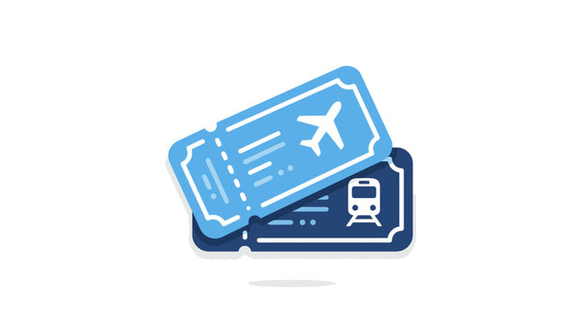 Airplane and train tickets stacked for travel.