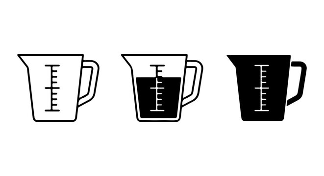 Measuring Cup Icons, Liquid Volume Indicators, Kitchenware Graphics, Cooking Tools Set