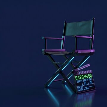 Professional Cinema Director Chair with Digital Slate Board for Film Production and Media Entertainment Creative Studio Projects