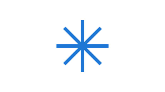 Blue asterisk symbol geometric icon.