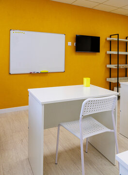 Modern classroom interior in a children&rsquo;s educational center, ready for learning and development.