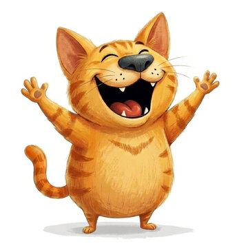 happy cat ​​with paws up