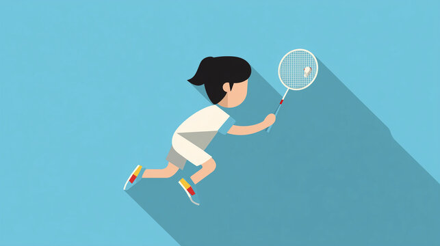 Flat design sports icon badminton for infographic use
