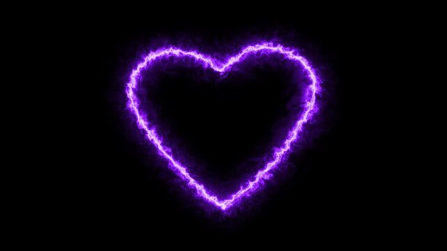 neon ping love icon animation abstract glowing neon valentines love heart icon. on a black background. 
