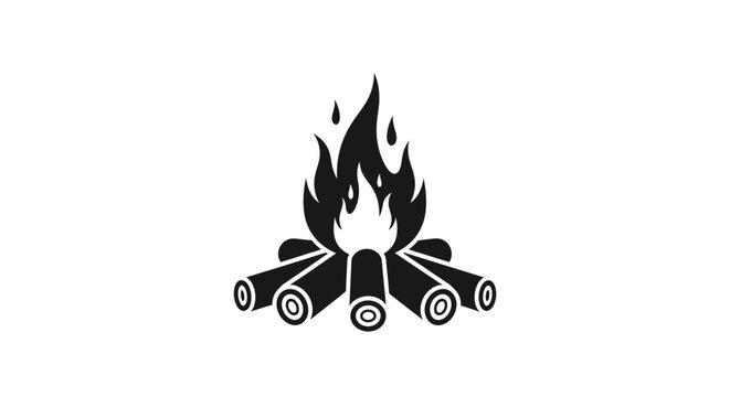 Fire burning on log pile.