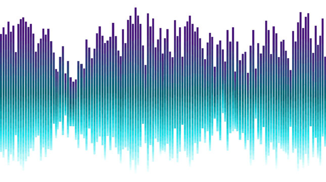 Vibrant purple and blue sound wave graphic illustration on white background