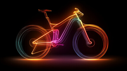 Fototapeta premium Mountain bike outline with glowing gradient