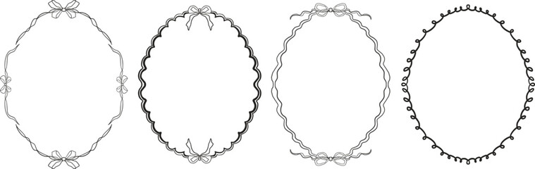 Fototapeta premium round oval ribbon frame collection. vintage style border