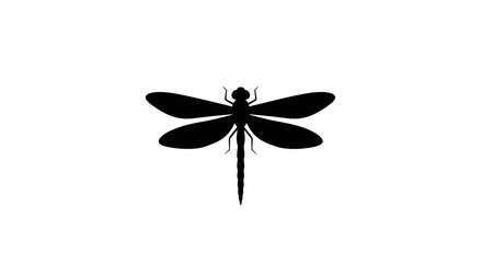 Black silhouette of a dragonfly insect. © maftukhin