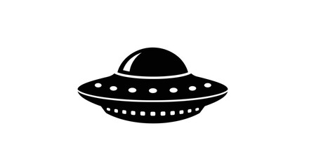 Black silhouette of a flying saucer. © maftukhin