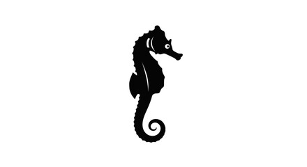 Black silhouette of a seahorse swimming. © maftukhin