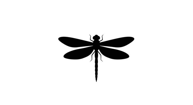 Black silhouette of a dragonfly insect.