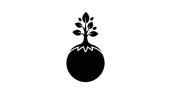 Black silhouette of a growing plant.