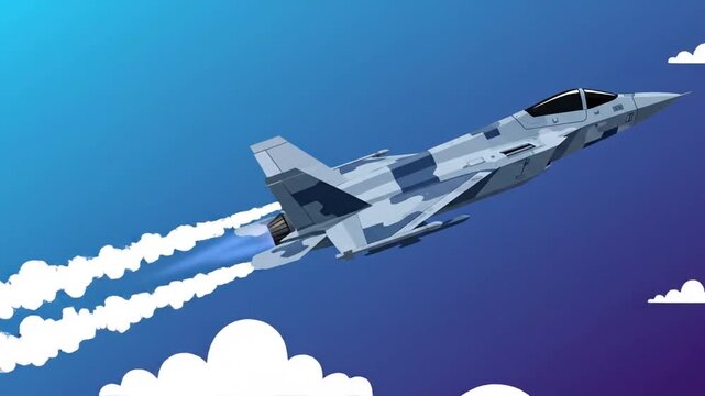 Modern Fighter Jet Flying Through Clouds
