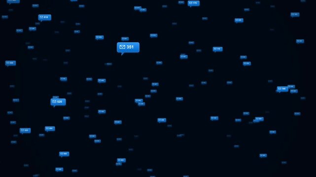Abstract background with floating blue message notification icons