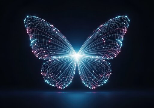 Abstract arrangement showing algorithmic data paths, representing the intricate array butterfly network transformation, geometry, scheme, arrangement
