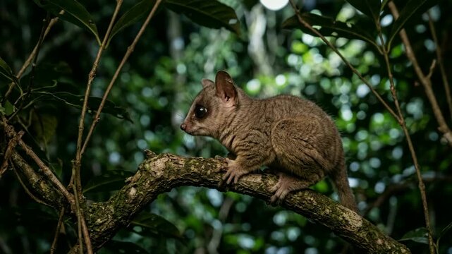 bush baby close up at moonlight in african savanna video