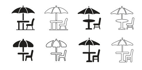 Naklejka premium Set of Terrace Cafe icon, Terrace Cafe Logo, Terrace Cafe vector illustration