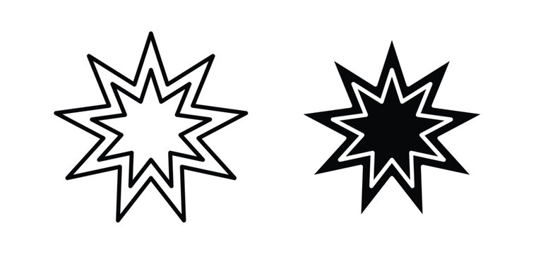 Bahai icons pack vectors in black flat and strokes