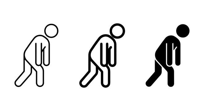 Sad Person Icon Set, Depressed Figure Silhouette, Low Energy Human Symbol, Emotional State Vector Art
