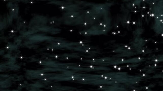 Abstract sky background with glowing stars, christmas white light shine particles, sparkling white particles and  bokeh lights creating a dreamy cosmic atmosphere with seamless loop in ultra HD 4K