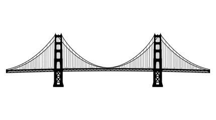 Fototapeta premium 4th July, Independence day of America. Golden Gate Bridge, suspension bridge, iconic landmark, San Francisco symbol, vector illustration isolated on White Background vector