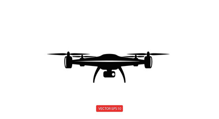 Drone with camera and propellers flying. © arif
