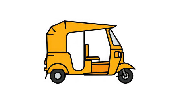 Bright yellow auto rickshaw vehicle icon