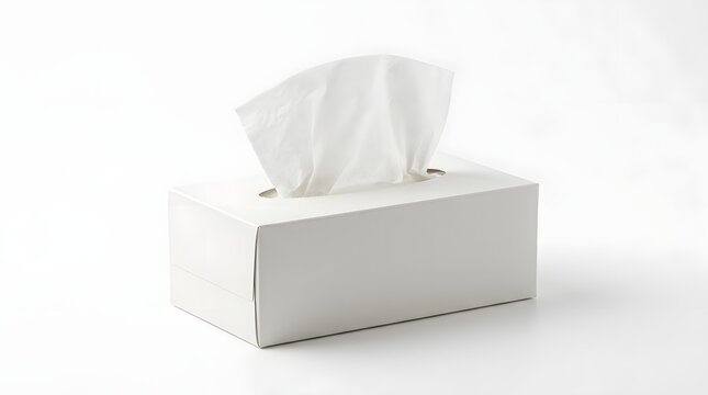 Empty tissue box mockup isolated on white background