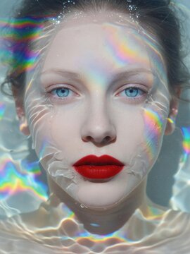 a woman's face in clear water