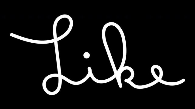 Like Schriftzug animiert Alphakanal Linie Likebutton	